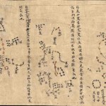 Mapa celeste excavado en Dunhuang, con Beidou, principal motor del calendario chino, a la izquierda abajo, Dinastía Tang, China