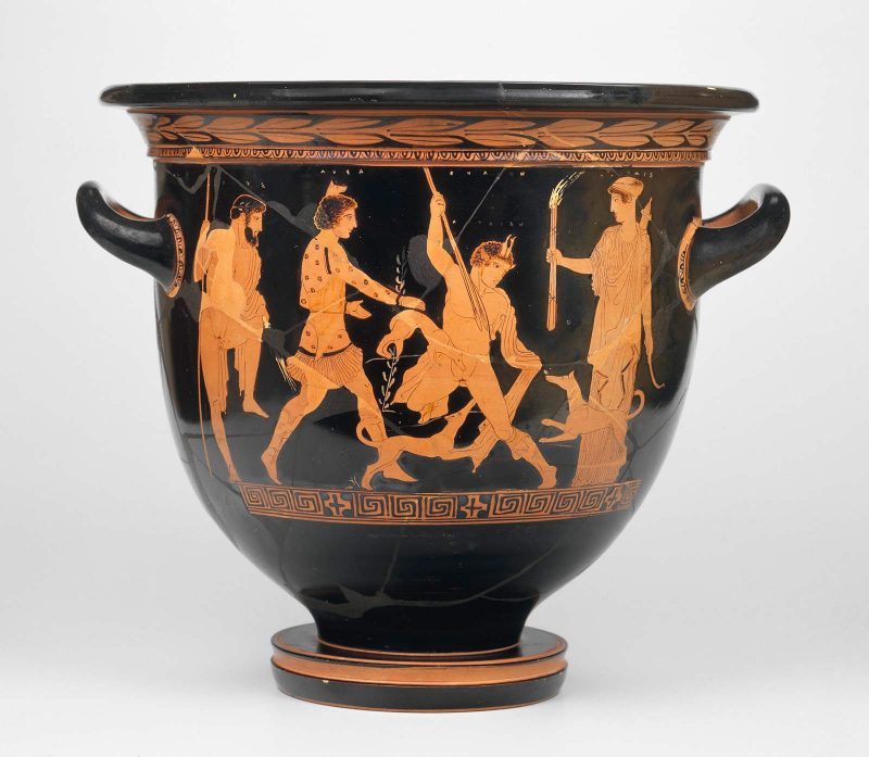 Artemisa y Acteon, ánfora griega - siglo-V-AC