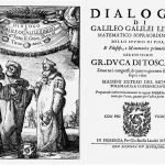 Galileo Galilei, frontispicio del Diálogo acerca de los dos sistemas del cosmos